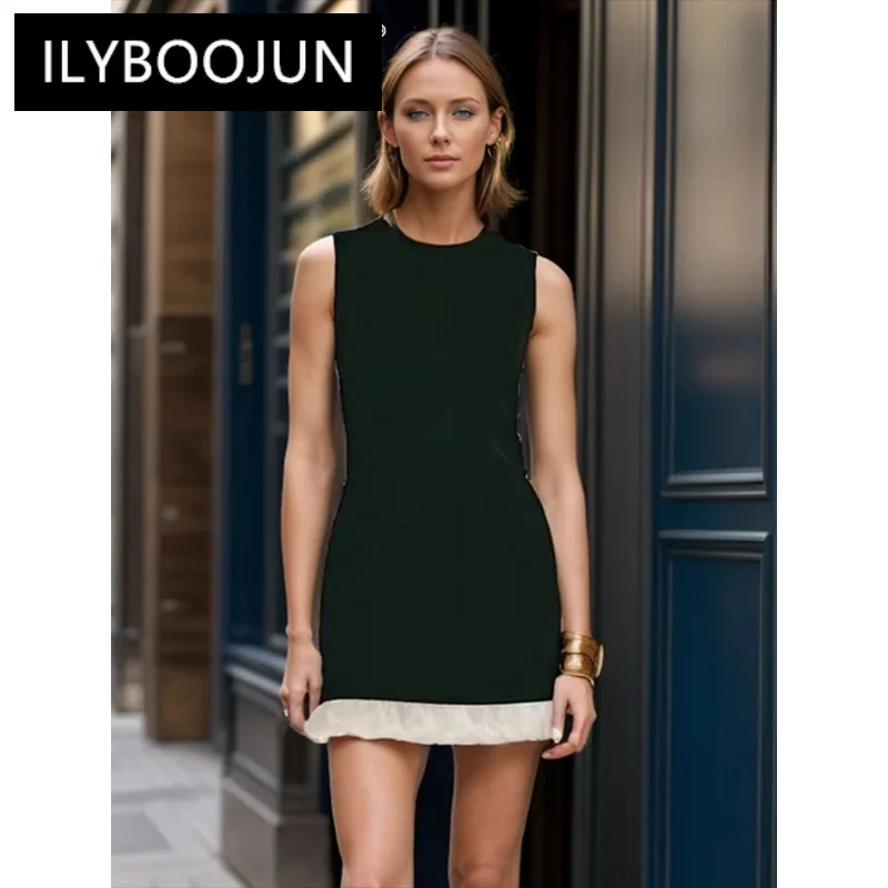 

Hit Color Slimming O Neck Sleeveless Temperament Minimalist Dress Female New Dresses For Women 2024 Luxury Brand High Quality