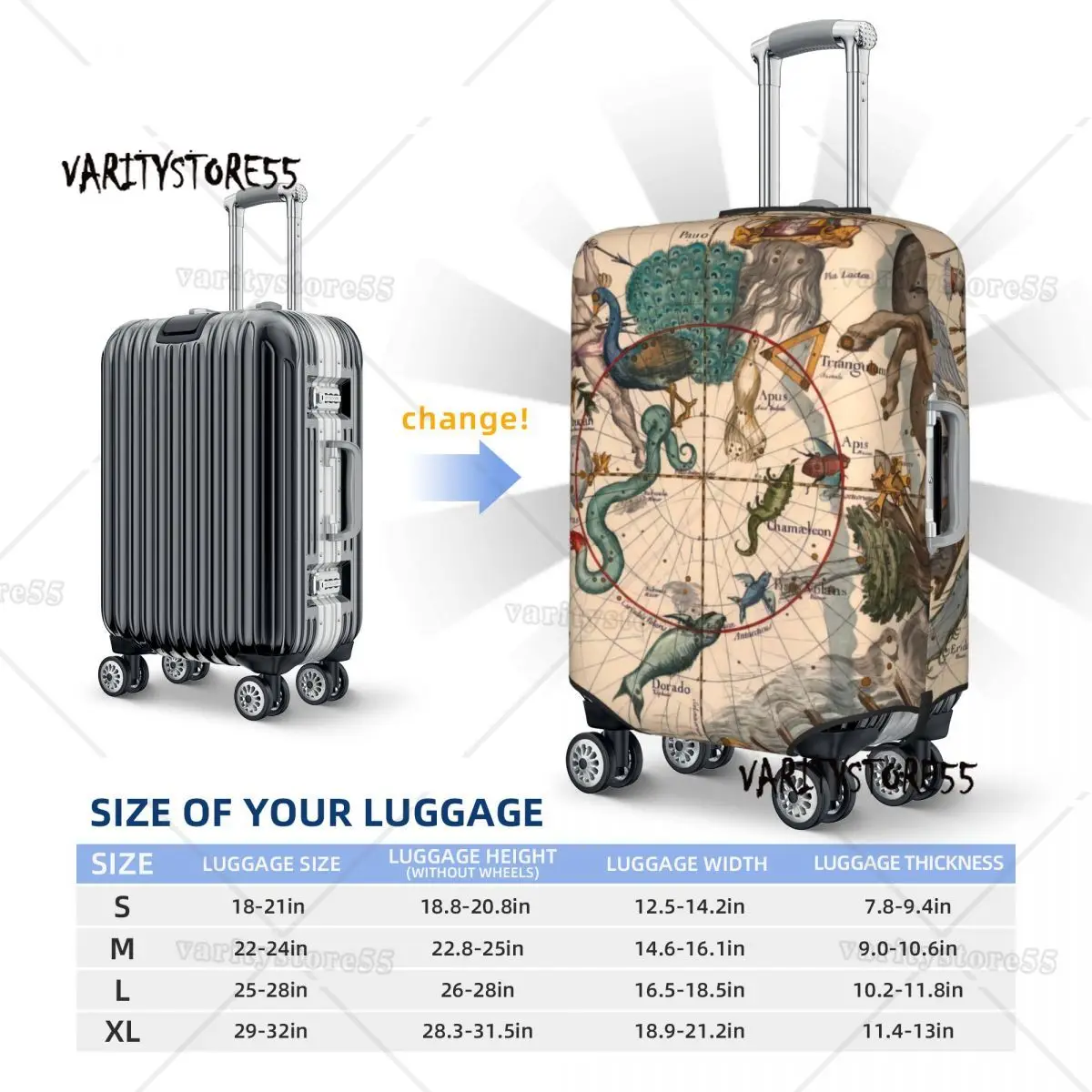 Constellation Chart Print Luggage Protective Dust Covers Elastic Waterproof 18-32inch Suitcase Cover Travel Accessories