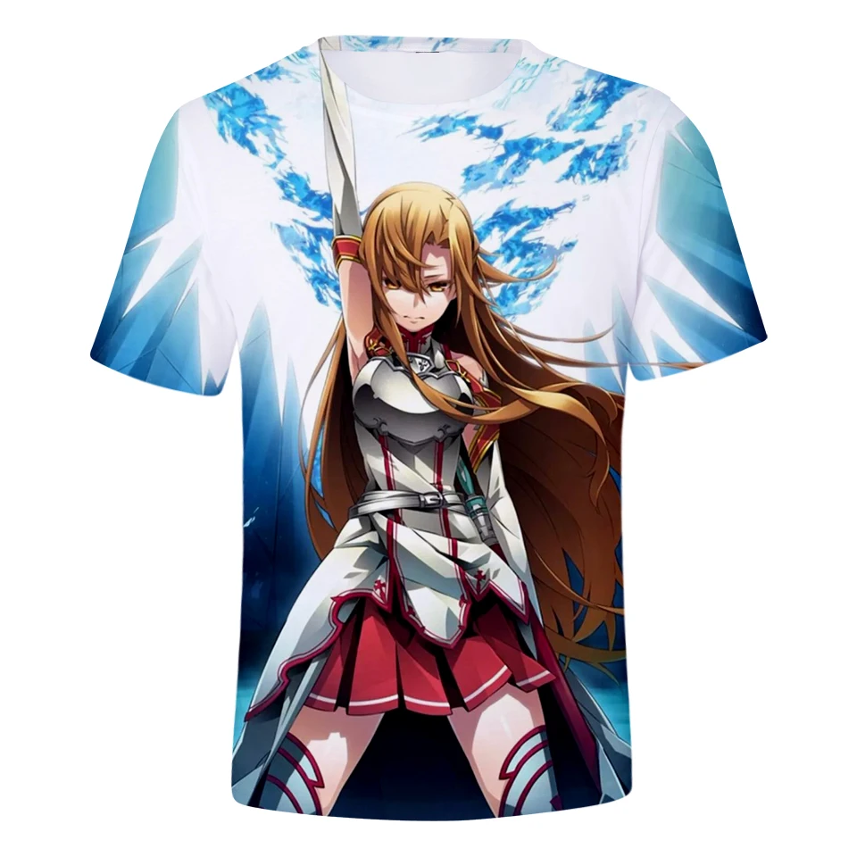 Sword Art Online Yuki Asuna 3D Print T-Shirt Men Women Fashion Short Sleeve Tops SAO Kirito Kirigaya Kazuto Funny Summer Tops