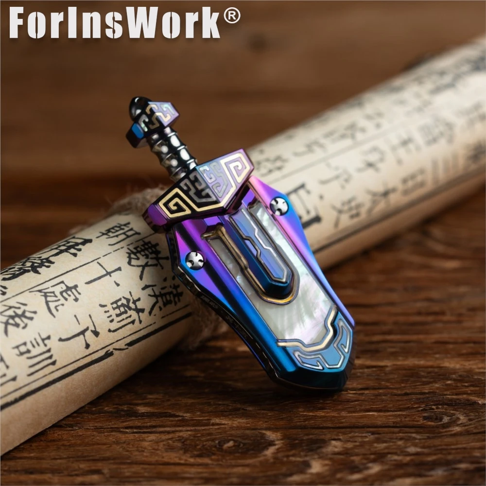 

WANWU Crystal Encapsulation MOP Inlay Patch Taia Sword Oil Slick Zirconium Mechanical Magnetic Push Slider Metal Toys
