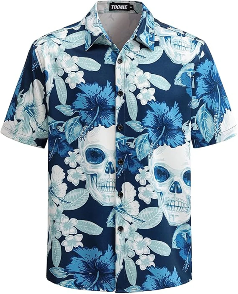

Horror Skull 3D Print Men's Shirt Fashion Men's Clothing Oversized Summer Casual Hawaii Beach Hawaiian Harajuku Holiday Shirts