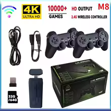 Video Game Sticks M8 Console 2.4G Dual Wireless Controller Game Stick 4K 10000 games 64GB Retro game For Dropshiopping Xmas Gift