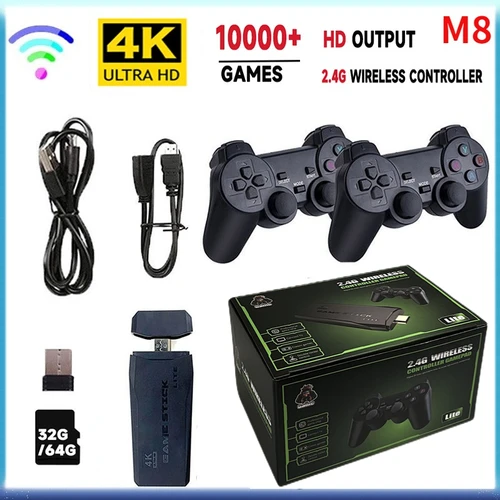 Consola de videojuegos Sticks M8, mando inalámbrico Dual de 2,4G, 4K, 10000 juegos, 64GB, juego Retro para Dropshiopping, regalo de Navidad