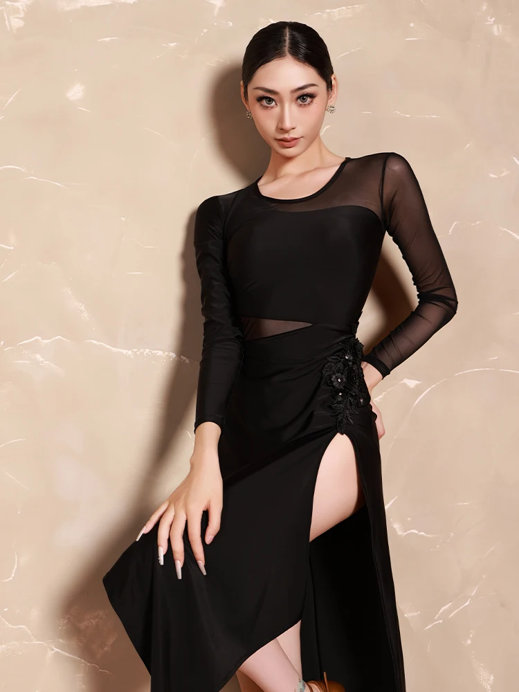 ชุดเต้นรำผู้หญิง ชุดเต้นละตินสำหรับผู้ใหญ่ ชุดฝึกซ้อมเต้นระดับสูง