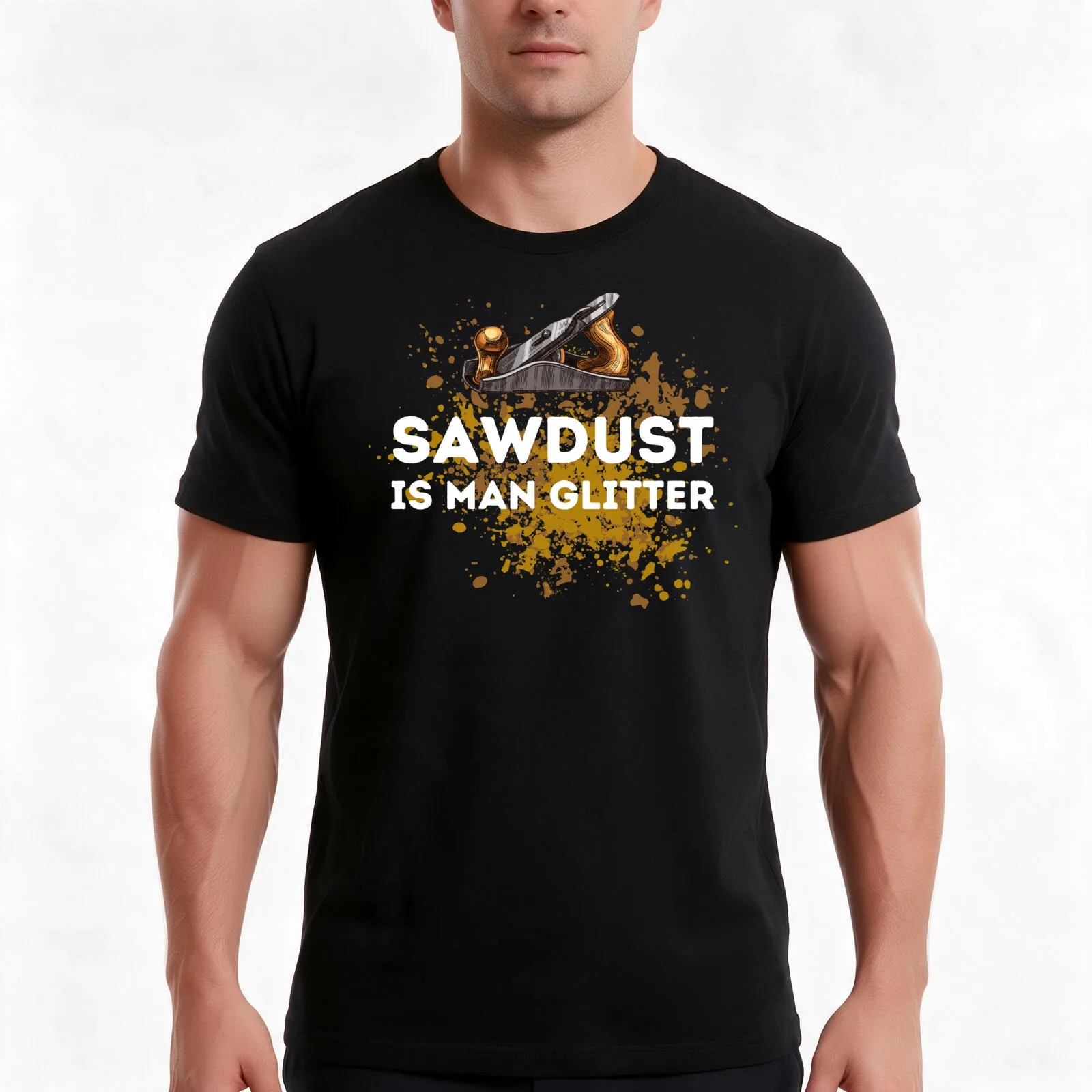 Sawdust Is Man Glitter T-Shirt, Summer Casual Cotton Tee, Oversized Streetwear Tops, Vintage Graphic Print, Unisex Men Women