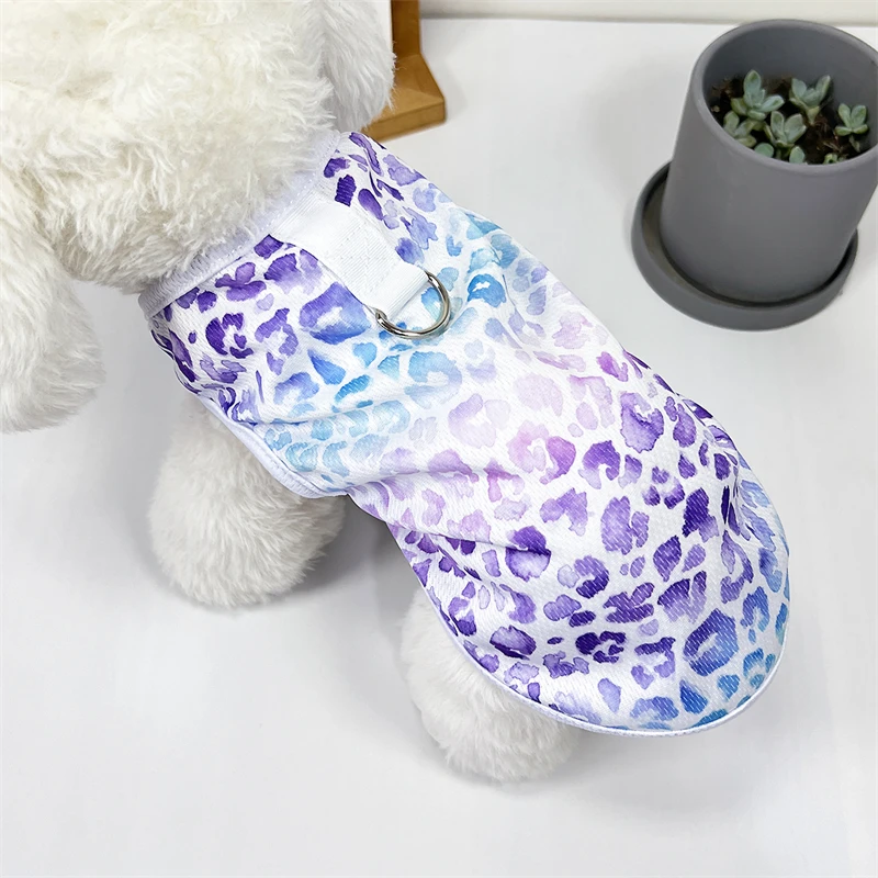 Dog pullover pet vest spring summer colorful leopard print Teddy Chihuahua Bomei autumn small medium dog breathable clothes cats