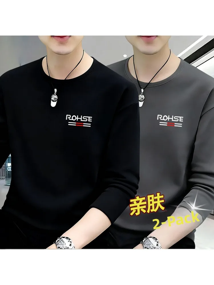 Men's Long Sleeve T-Shirt Large Size Printed Base Layer Shirt Casual Inner Wear Autumn Spring Seasonal Comfortable Fit Top
