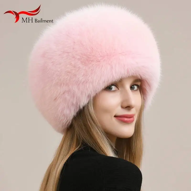 

Hats For Women Fashion Winter Warm Fox Fur Hat Ear Protection Thickened Princess Hat Natural Raccoon Fur Cap Full Fur Hat