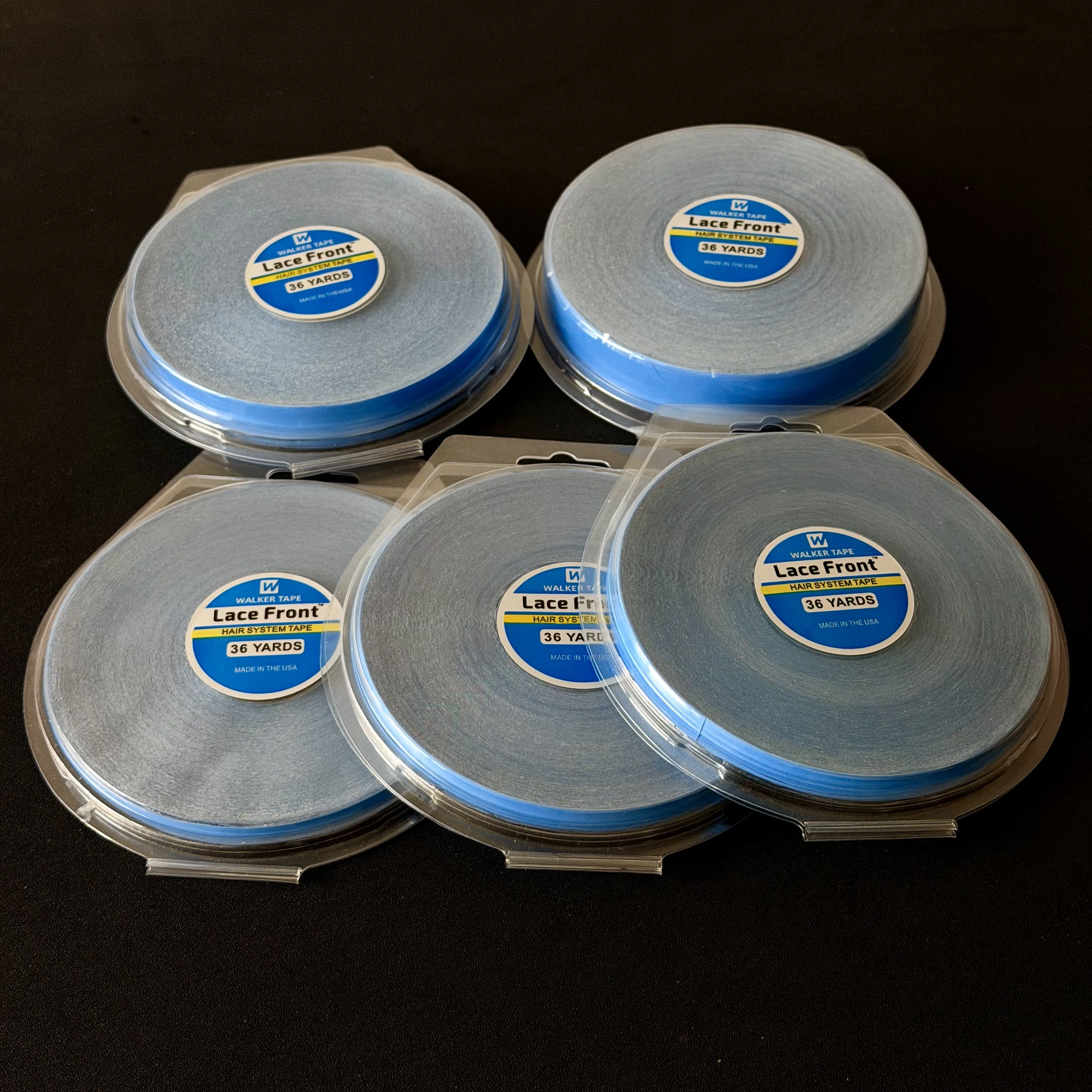 

Walker Tape Lace Front Blue Hair System Tape 36 Yards 5 Sizes 0.8/1.0/1.27/2/2.54cm Blister Packaged for Wig Toupee