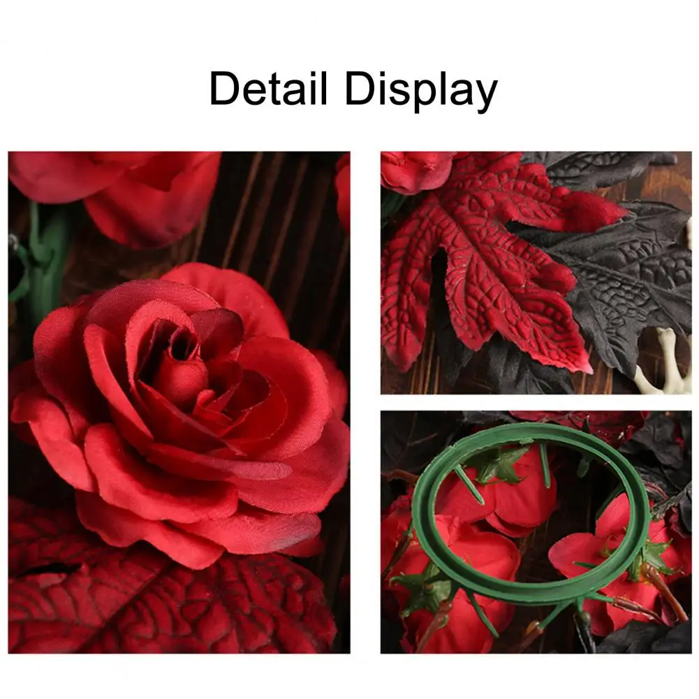 Spooky Home Decorations Halloween Floral Candle Ring Artificial Maple Rose Wreath Spooky Table Centerpiece Party Home for Fall
