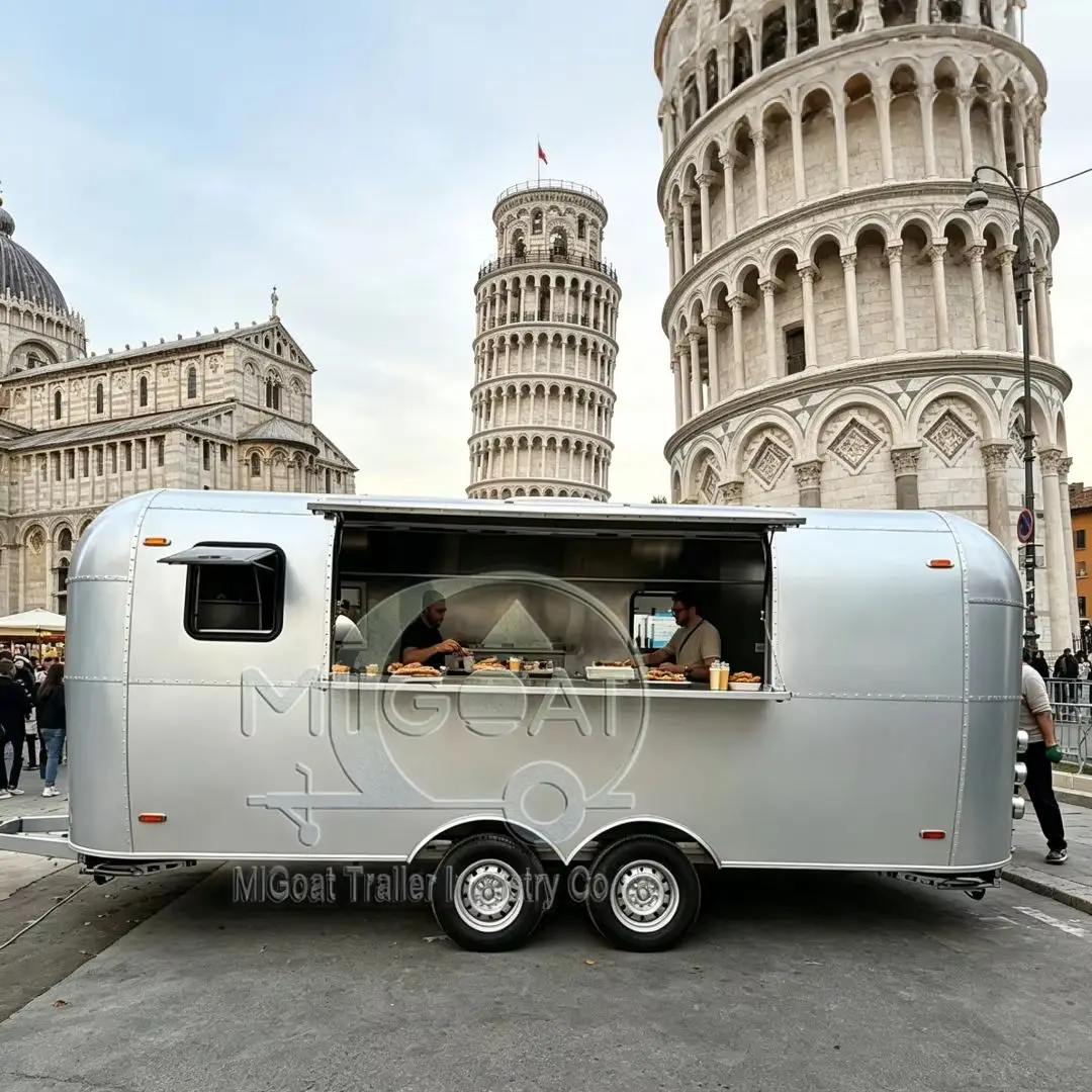 Customizable Concession Trailer, Double Axle Commercial Mobile Cart for Fair & Food Festival Rental