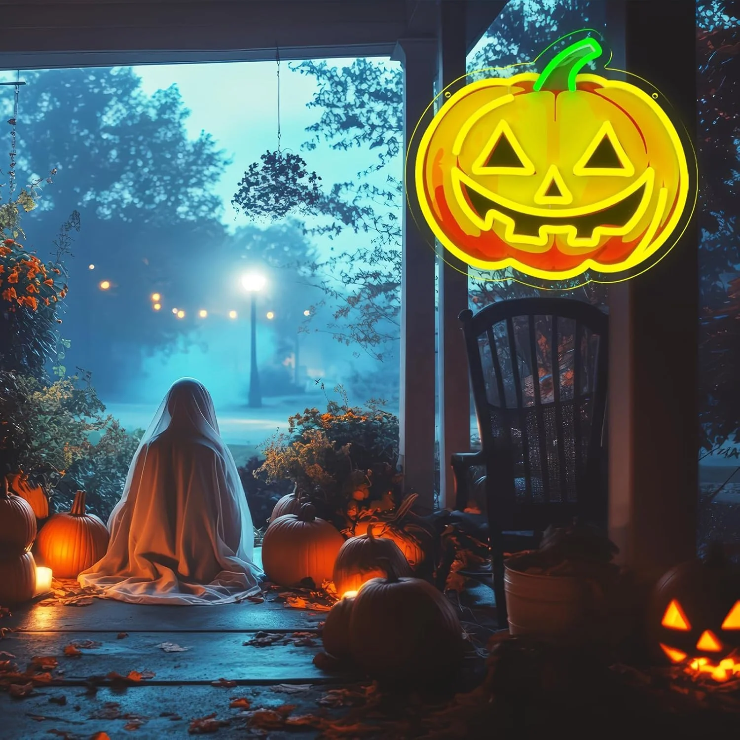 Halloween LED Neon Sign, Spooky Backlit Wall Hanging, Custom Advertising Light for Mall Park Decoration Use