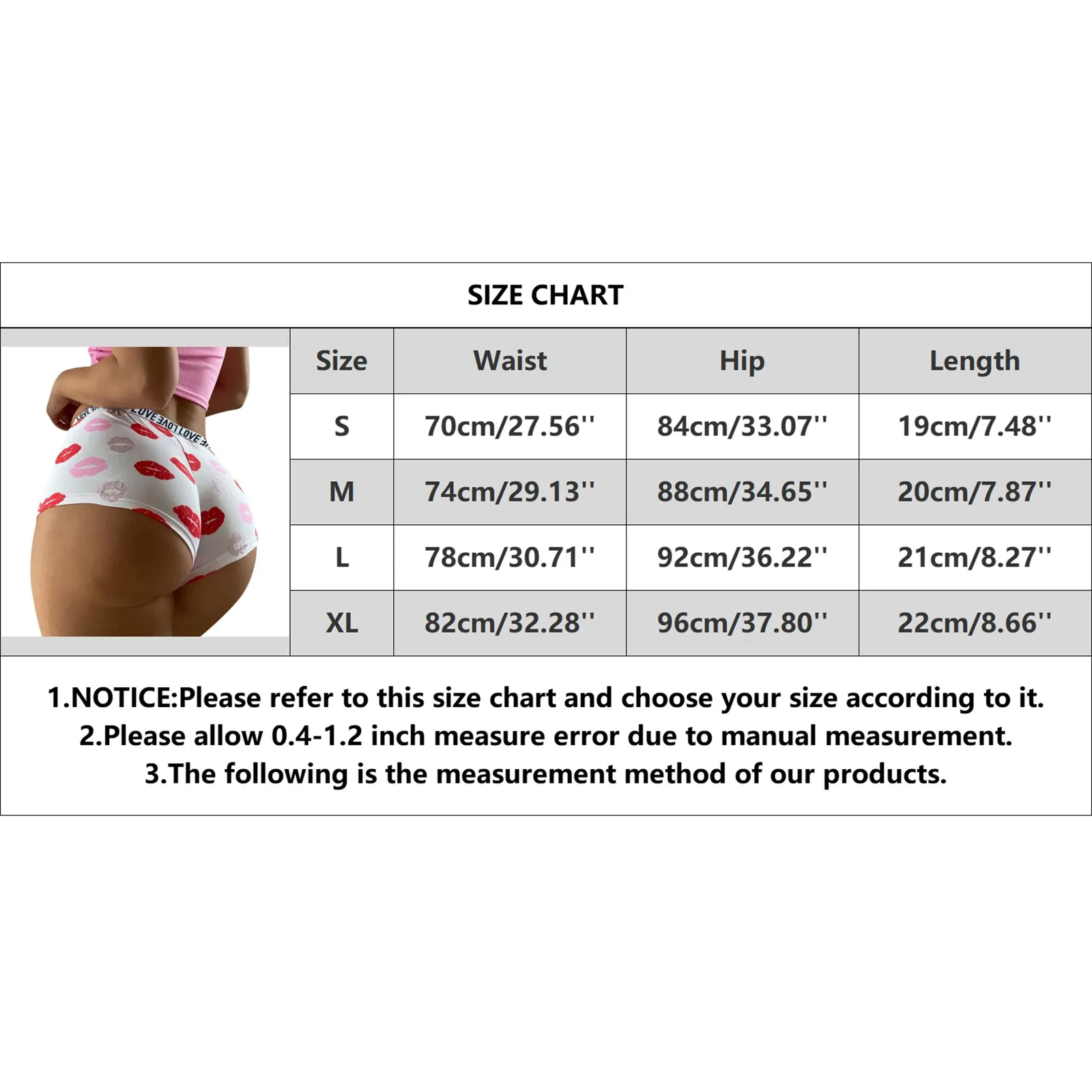 Sexy Lips Print Boxer Brief Valentine\'S Day Lingeie High Waist Boyshort Love Underpants Female Underwear