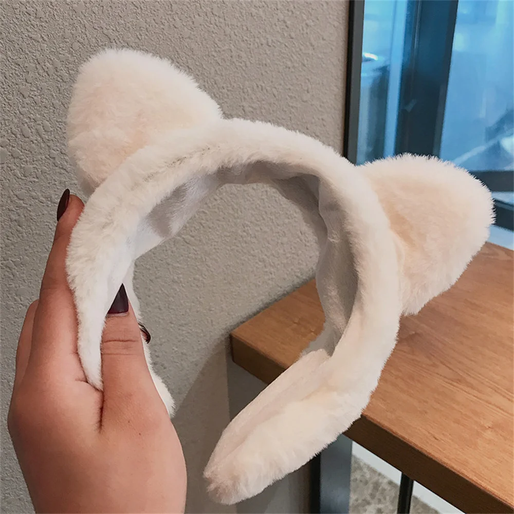 Cute Hairbands Cat Ears Coral Fleece Soft Headband SPA Bath Shower Make Up Wash Face Headband Headdress Girls Hair Accessories