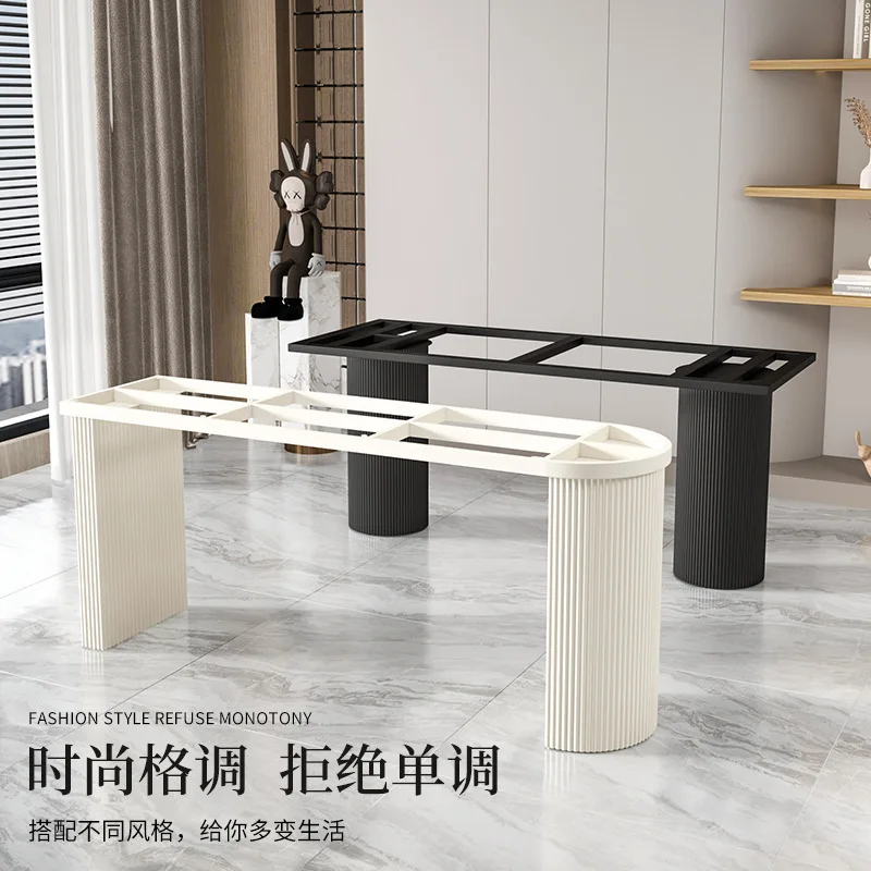 Rock slab  legs cylindrical oval dining table tea  marble base wrought iron bracket custom support table feet
