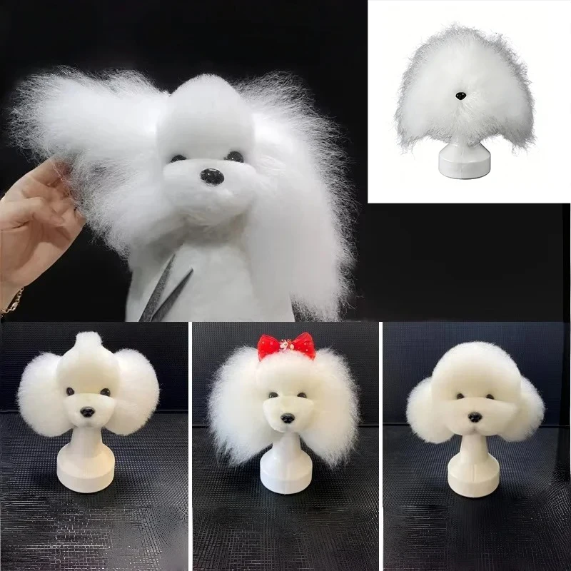 Cabeça de Cão de Pelúcia Simulada para Prática de Estilização e Tosa de Animais de Estimação, Modelo de Cabeça de Cão Falso para Prática de Esteticistas e Estudo de Estudantes de Tosa