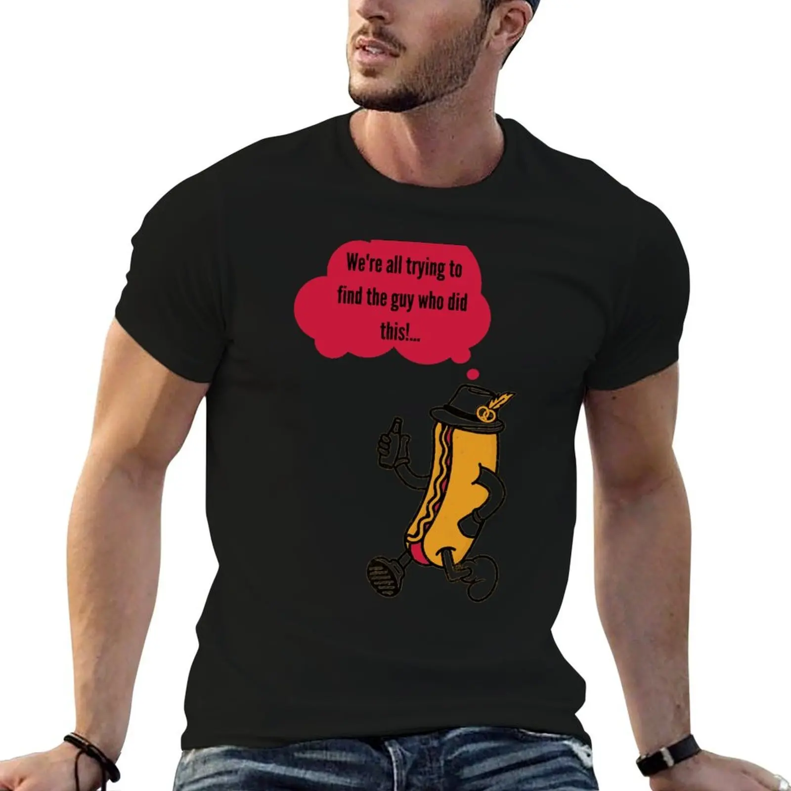 Funny Hot Dog Sausage - I think you should leave meme. T-Shirt cute tops anime tshirt mens workout shirts