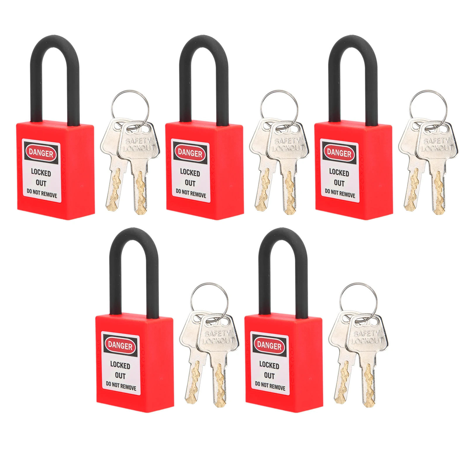 ZK30 	5 Sets Lockout Lock 38mm Nylon Engineered Dustproof Security Padlock for Industrial SiteRed