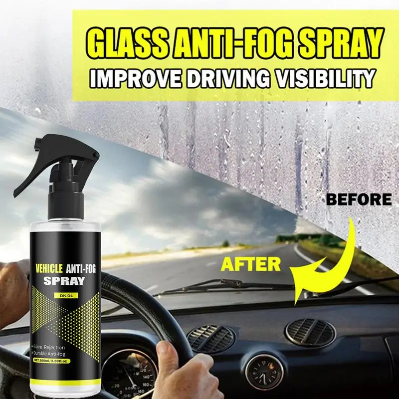 Anti-Fog Coating Agent 100ml Auto Window Hydrophobic Defogger Long-lasting Anti Rain Spray for Motocycle Windshield Glass Mirror