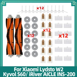 Compatible con Xiaomi Lydsto W2 / Kyvol Cybovac S60 / Blaupunkt Bluebot OMEGA / inic iX10, cepillo lateral, filtros Hepa, piezas de mopa