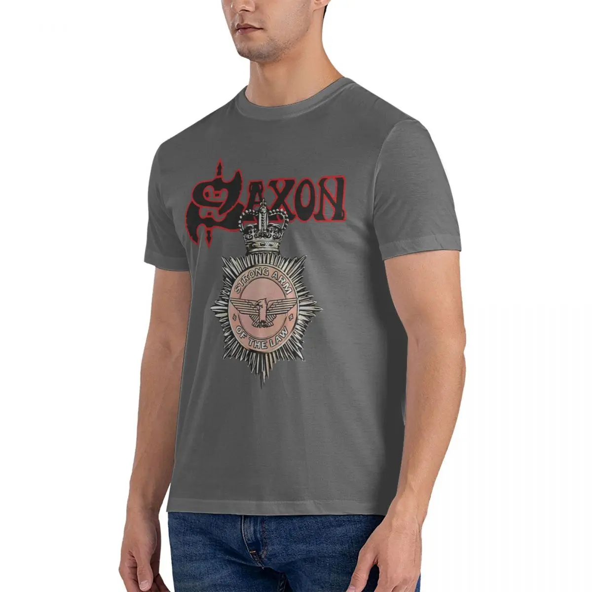 Men Glamorous T Shirts Saxon Cotton Clothing Leisure Short Sleeve Round Collar Tee Shirt Gift Idea T-Shirts