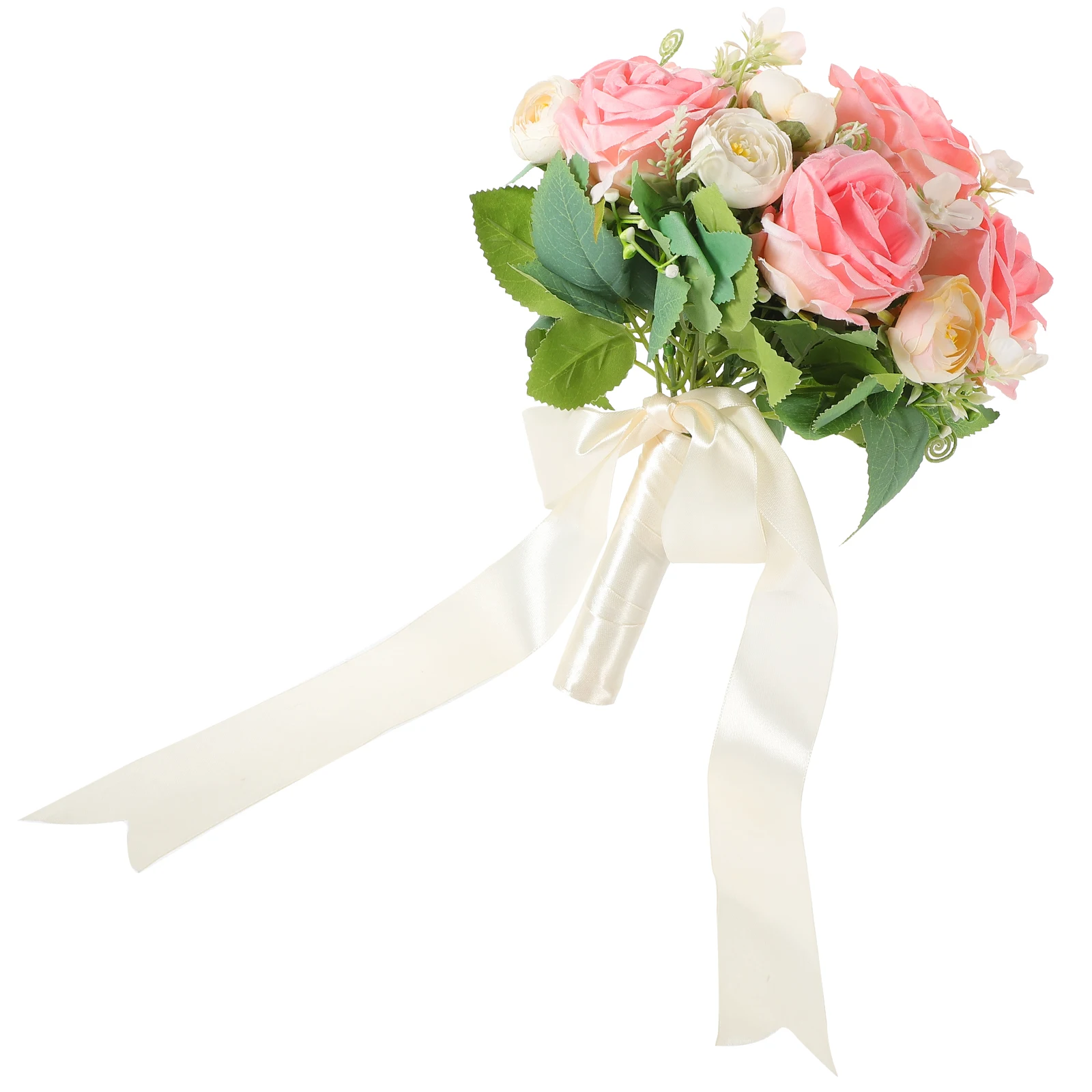

Artificial Flower Bouquet Silk Rose Bridesmaid Bridal Wedding Pink WhiteLarge Bridal Bouquet Fake Bride Faux Flowers