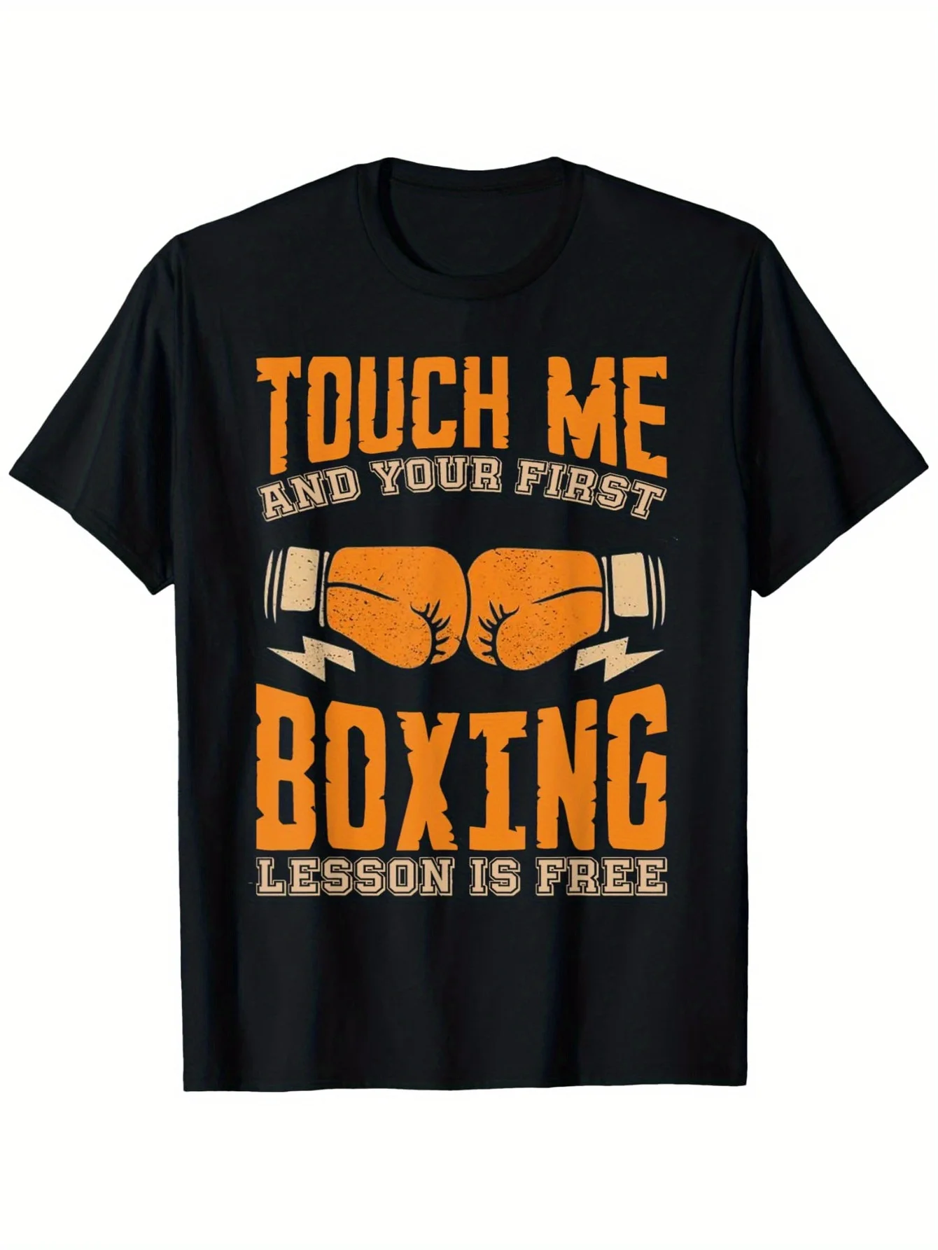 Touch Me And Your First Boxing Lesson Is Free T-Shirt, Fashionable Cotton Top Short Sleeve, Street Style Short T-shirt, Comforta
