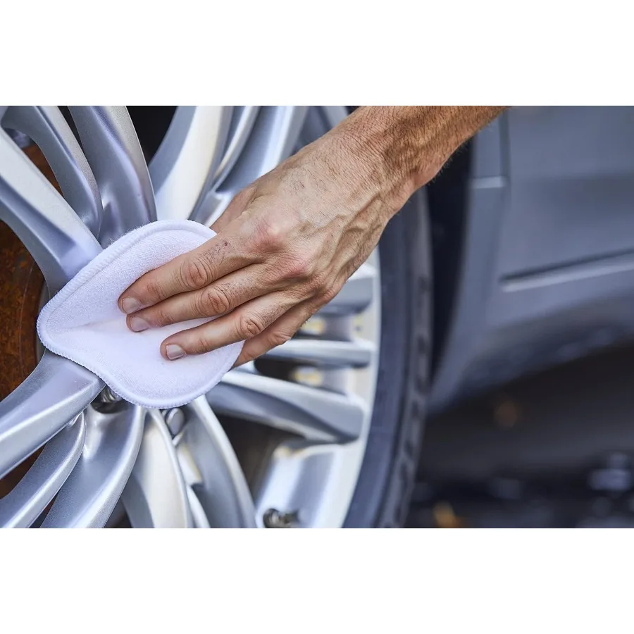 カーケア 986017 コットンテリーワックスアプリケーターパッド 直径5インチ ホワイト 6個入り 自動車のディテーリングと研磨用 ソフト吸収性