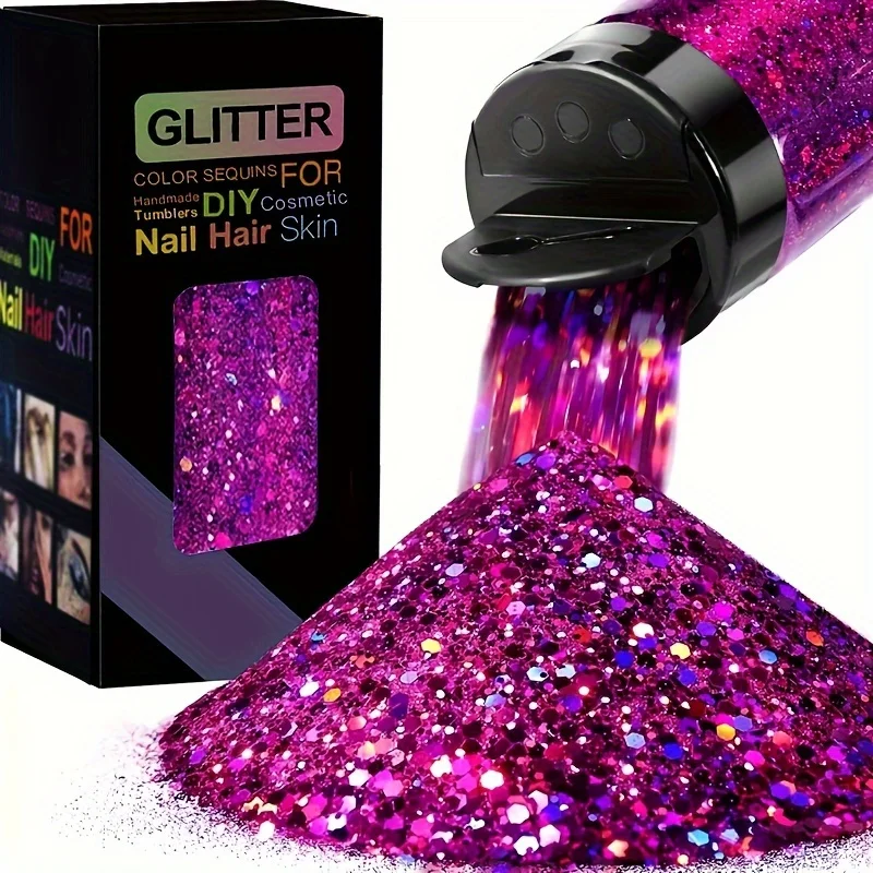Holografische klobige Glitzer-Pailletten, 50 g, Laser-Glitzerflocken in verschiedenen Größen für DIY-Nagelhaar-Haut, Musikfestival