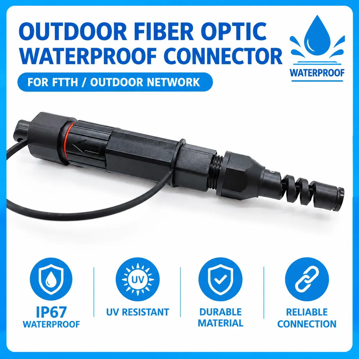 FTTH Fiber Optic Waterproof Connector Field Installable Quick Connect for Outdoor Networks 1/10/20 PCS Set