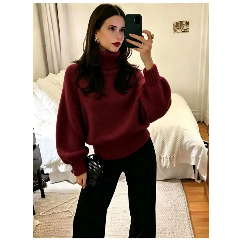 MsChuh Comfortable Pullover All-match Loose Simple Style Sweater Women's Jumper Commuting Temperament All-match Daily Lazy Chic