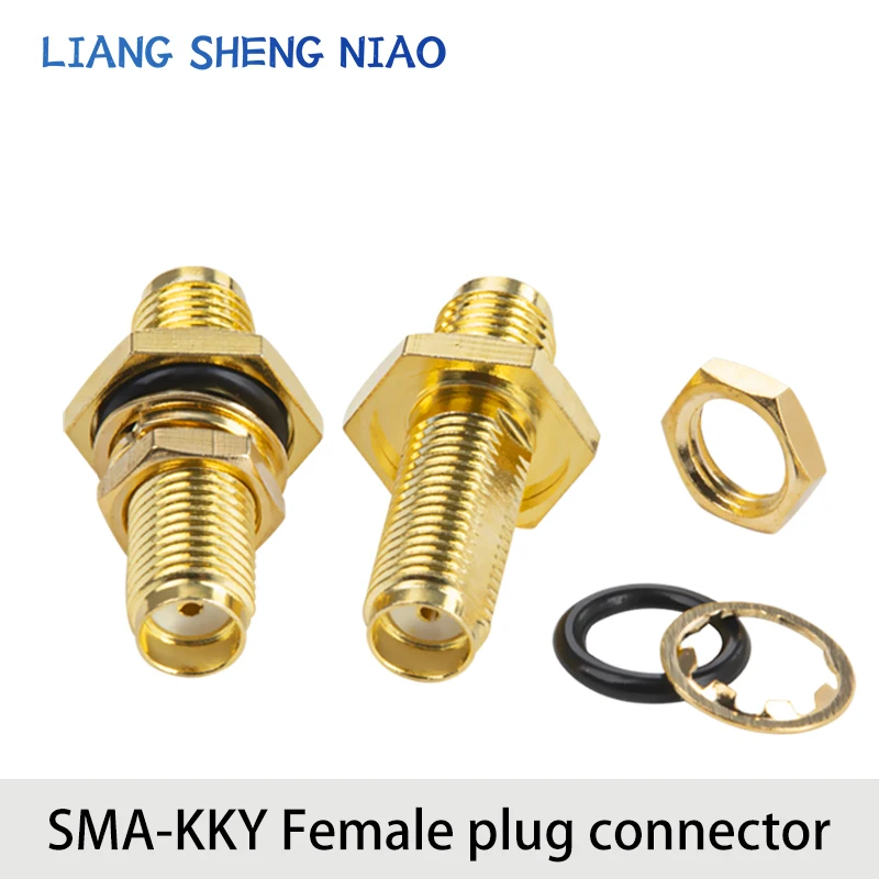 SMA-KKY waterproof female to female 180° straight-through adapter through-plate nut fixed industrial grade RF waterproof head