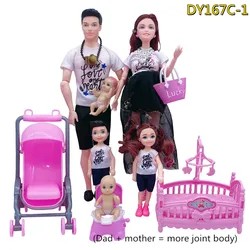 Cute DollHouse Accessory Stroller Bed Chair  11.5inch Pregnant Dolls with Baby Doll Accessories Birthday Christmas Gift Kid Toys