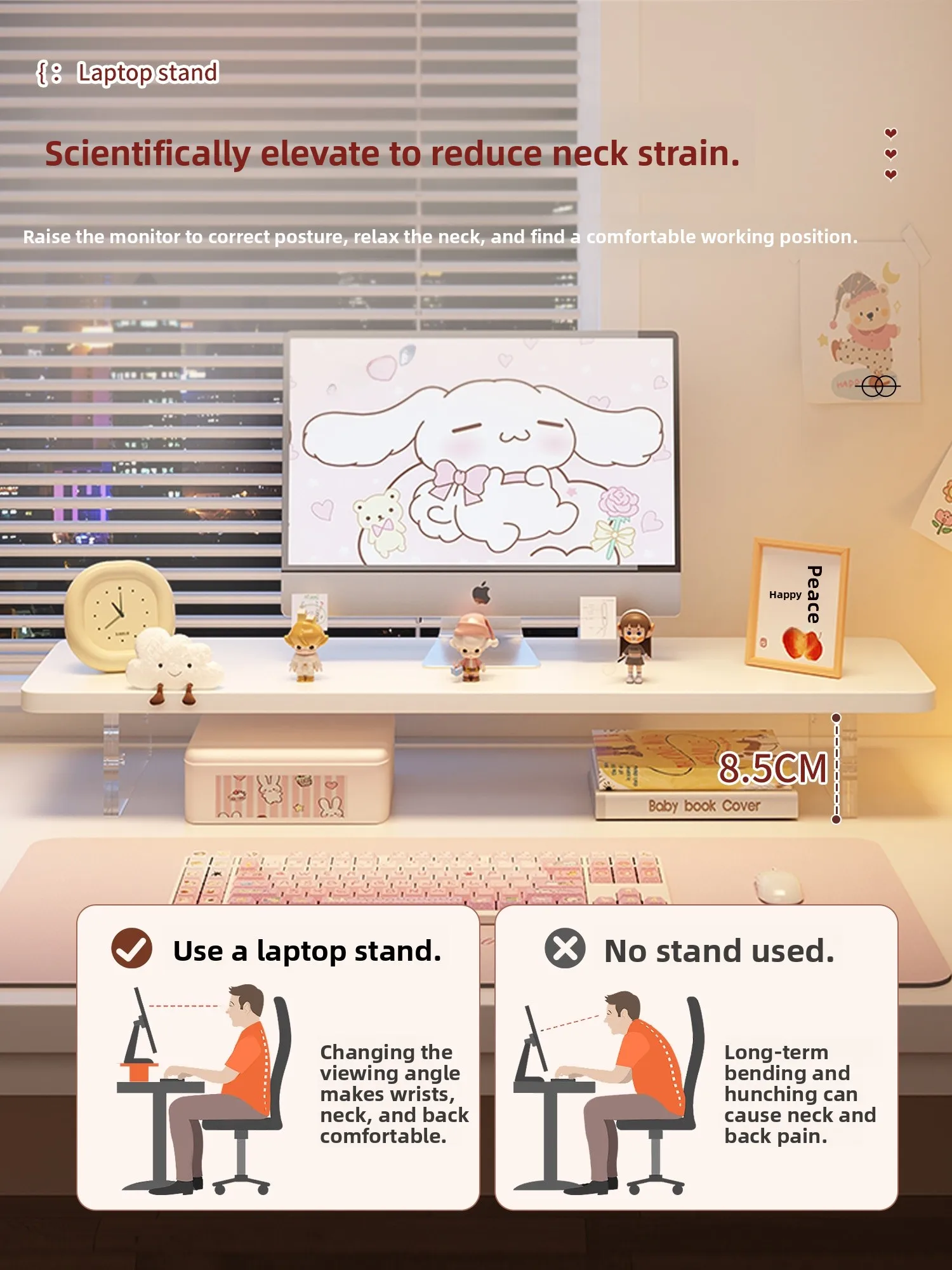 Penyangga Monitor Akrilik, Rak Penyimpanan Desktop, Organizer Meja Kantor, Alas Peninggi Meja, Penyangga Keyboard Akrilik Mengambang