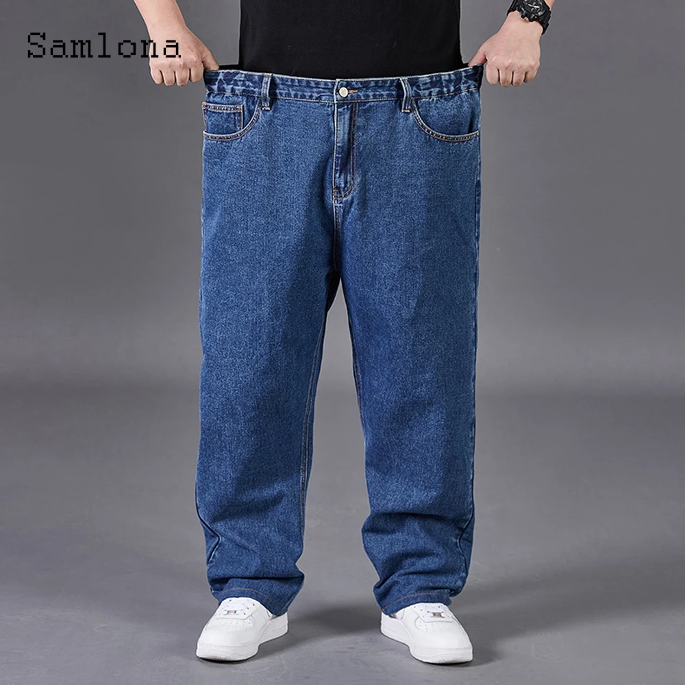 

2023 Men's Casual Wide Leg Demin Pants Solid Loose Vintage Stand Pocket Jeans Trouser Plus Size Mens Fashion Street Demin Pants