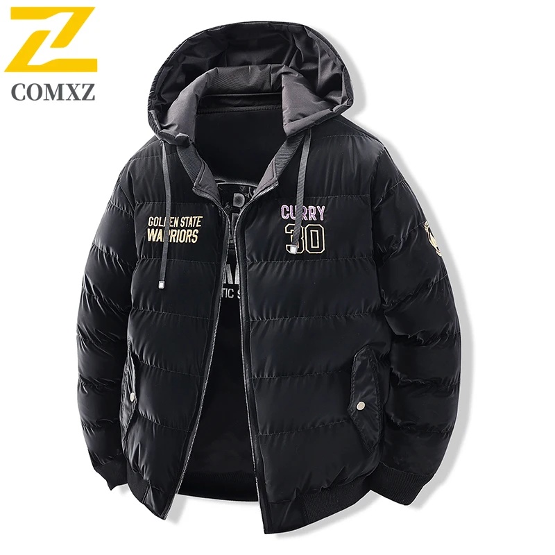 

Men Cotton Jacket 2025 New Trend Versatile Thick Warm Hooded Down Jacket Outdoor Leisure Winter Wear Men's Zipper Cotton Jacket