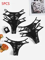 Five Black Lace Thongs For Women's Sexy and Charming Transparent Underwear Invisible Thongs Can Be Paired With Lingerie C972