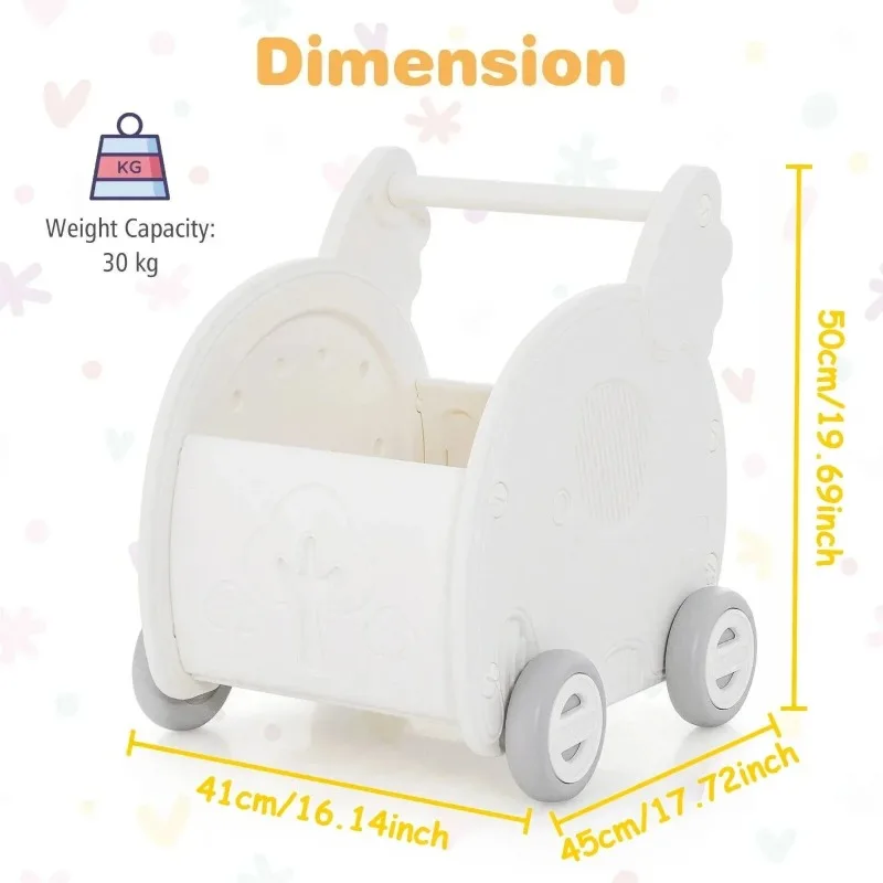 Toddler Shopping Cart Toy Learn to Walk Pretend Play Shopping Toy with Storage Walker Birthday Christmas Gift for Baby Boy Girl