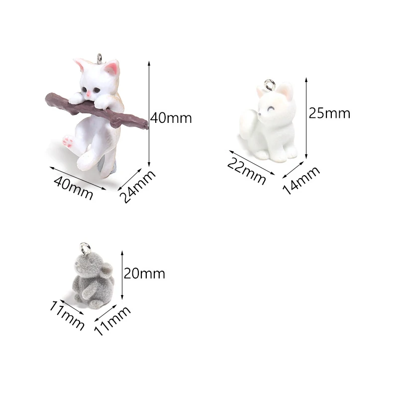 5Pcs Hapiship3Dkawaii Cat Fox Bear Charms Resin Accessories for Make Diy Bracelet Necklace Earrings Handmade Accessories