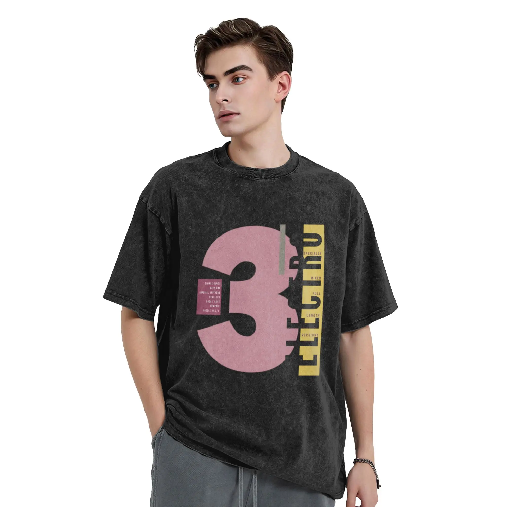 Electro 3 Old School Hip Hop Classic Cool A Washed T Shirt Men's Women's Oversized Cotton Tees Tops