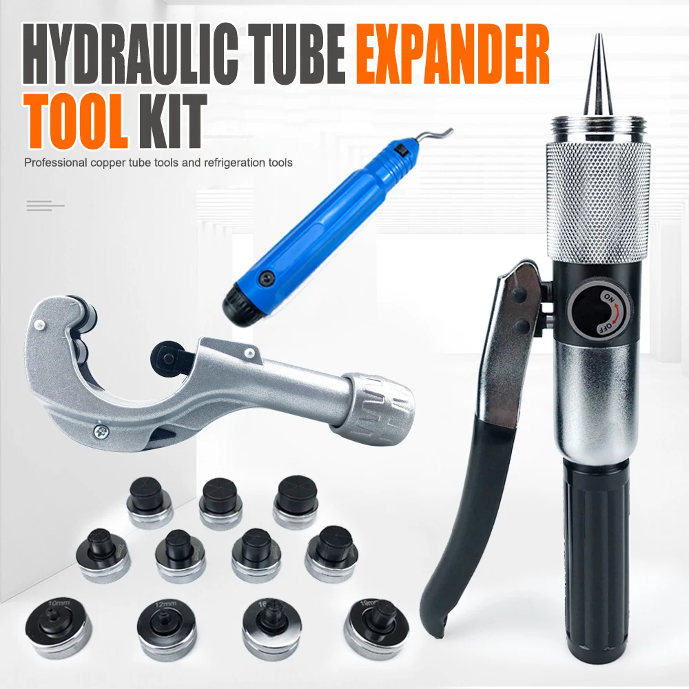 

Hydraulic Tube Expander Tool Kit with 11 Pipe Expander Heads Air Conditioner Copper Tube Flapper Refrigerator Tube Flapper