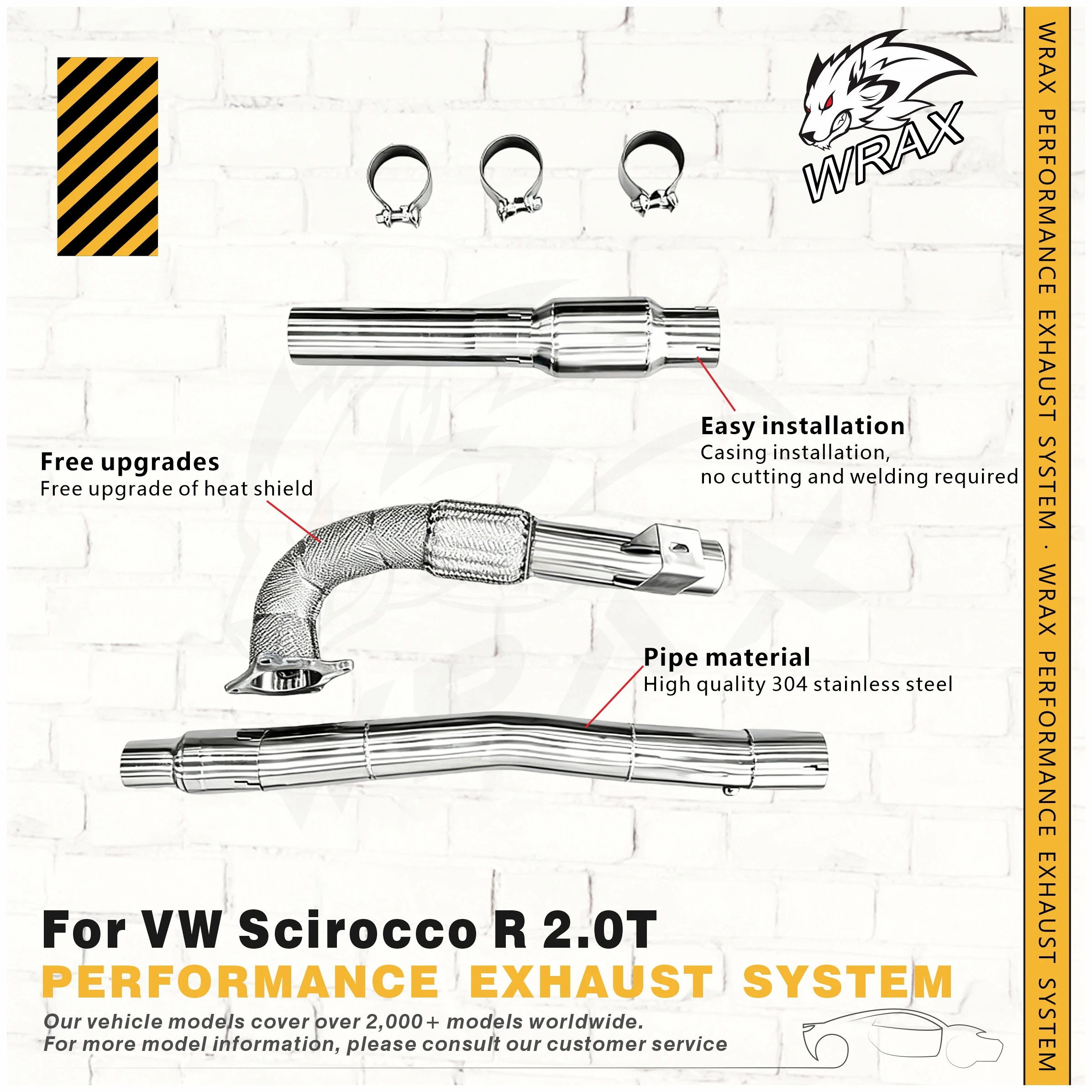

Customizable Downpipe WRAX Exhaust for VW Scirocco R 2.0T High Quality Stainless Steel Pipe Performance Upgrede