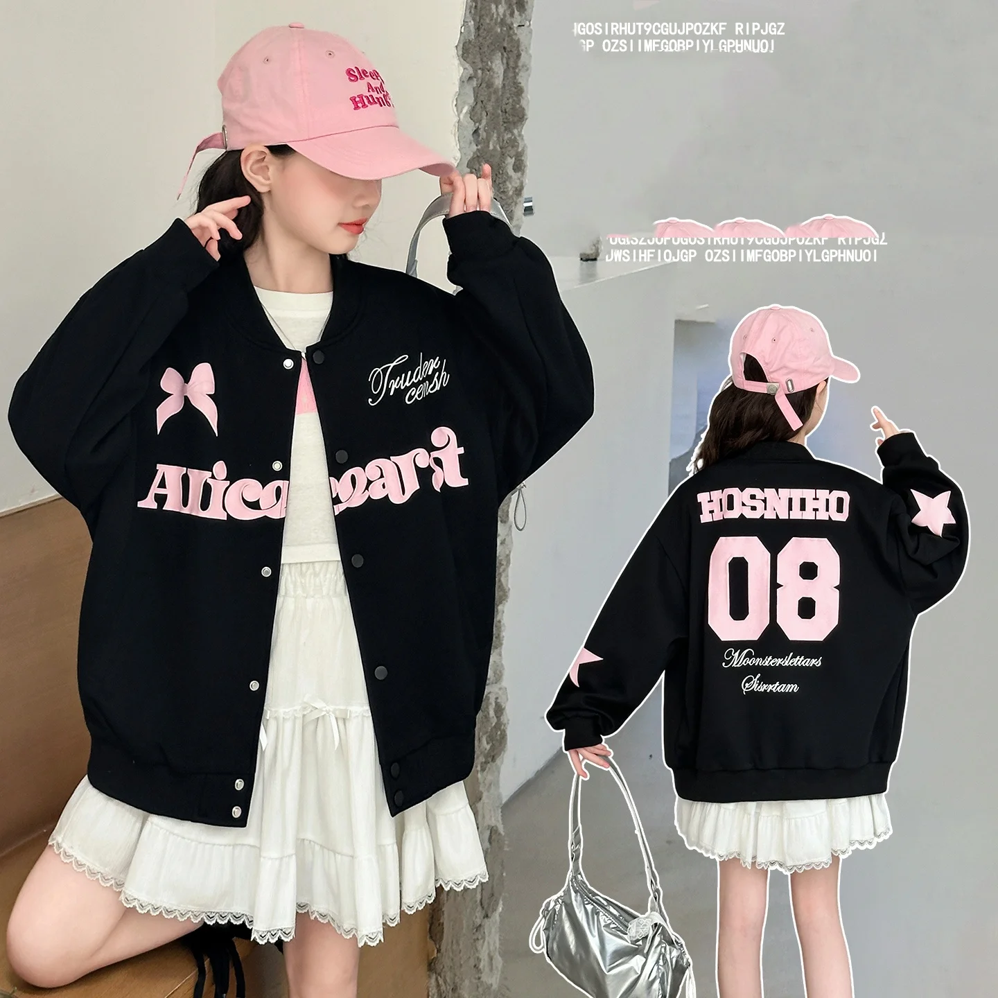 

Kids Baseball Coat Ages 4-14Y Girl Casual Fashion Outfit Toddler Girl Sporty Outwear Child American Style Spring Autumn Jacket