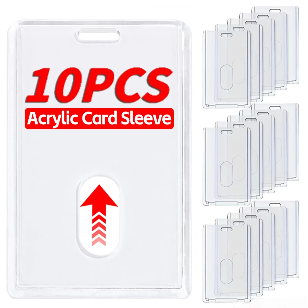 10-1Pcs Transparent ID Badge Card Holder Hard Protective Case Acrylic Waterproof Pass Work Card Cover for Office Hospital Staff