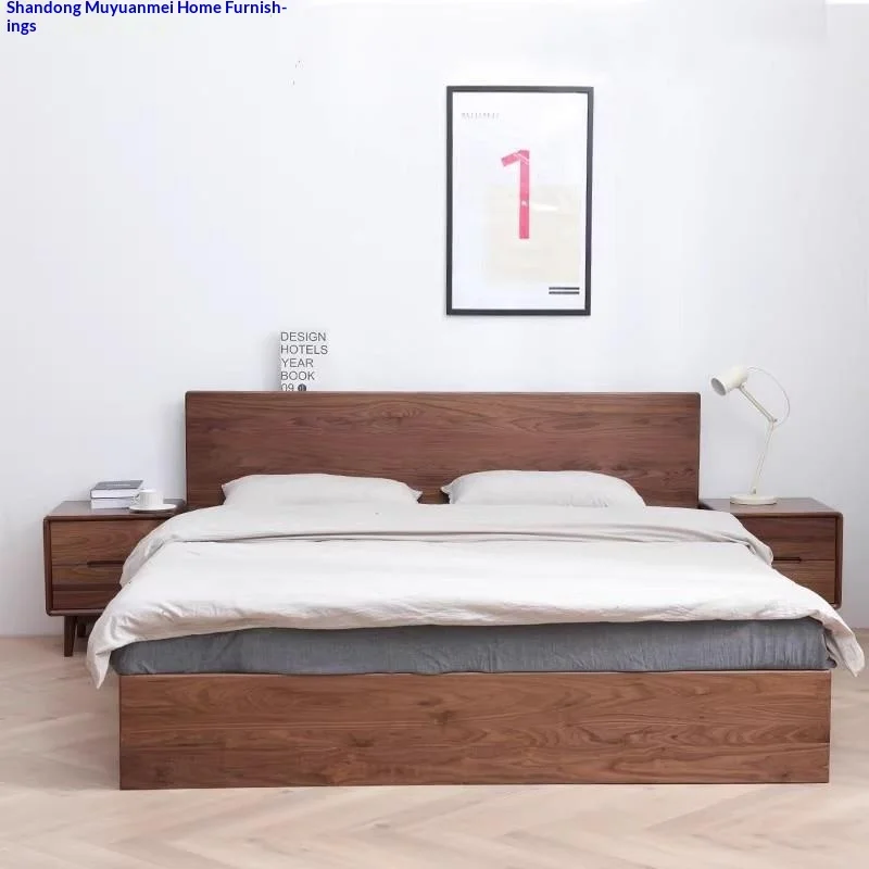 &Nordic Solid Wood Floating Bed 1.68m Air Pressure High Box Storage Bed Oak Modern Minimalist Multifunctional