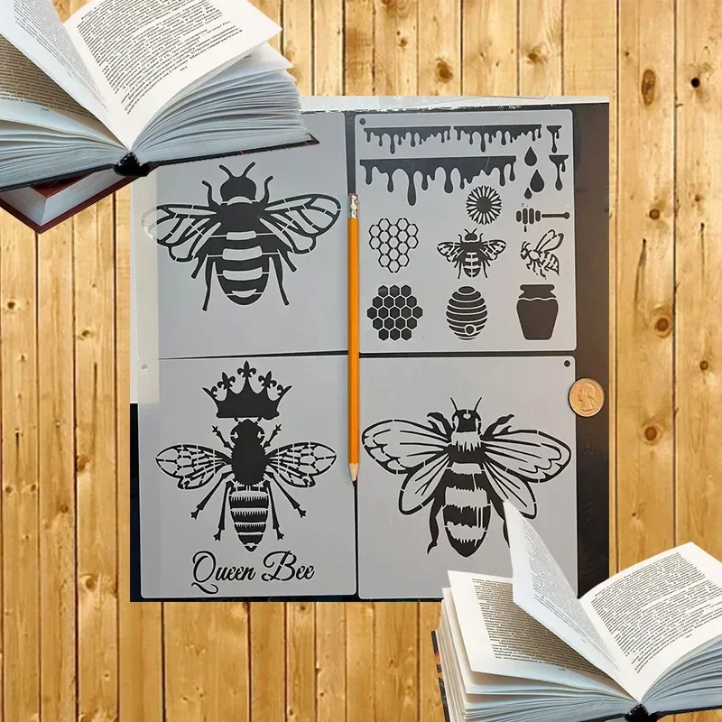 12Pcs/Set Bee Hive Honey DIY Layering Stencils Painting Scrapbook Coloring Embossing Album Decorative Template