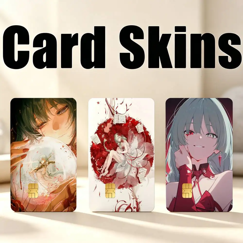 Game character P-Phrolova 1Set 4Pcs Waterproof Card Skin Stickers for Credit Bus IC Cards