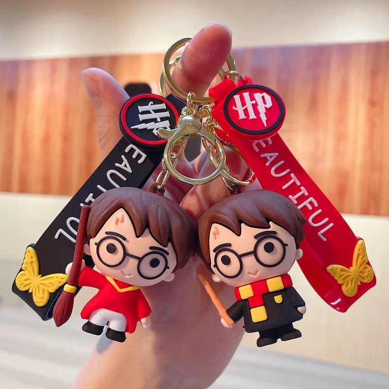 Harried Potter Keychains Hermione Ron Voldemort Doll Keyring Movie Peripherals Cute Car Keys Keychain Toys for Couples Children