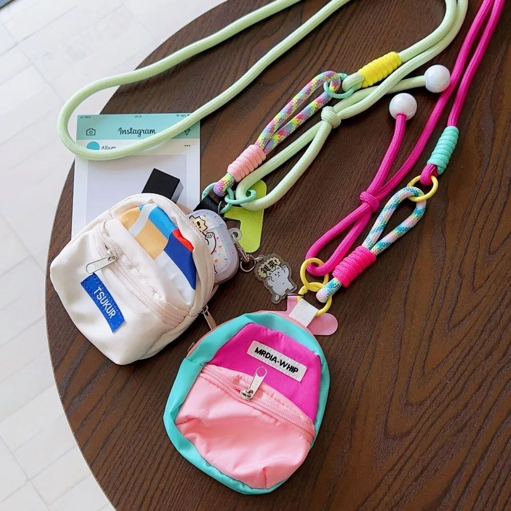 Beaded Crossbody Phone Lanyard Color Splicing Adjustable Phone Lanyard Pouch Anti-Lost Storage Pouch Mobile Phone Lanyard Women