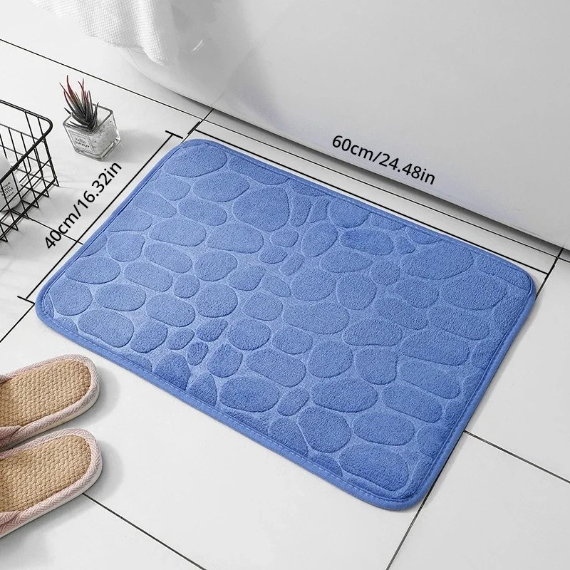 Pebble Embossed Coral Velvet Bathroom Non Slip Mat Household Quick Drying Small Carpet Machine Washable Home Floor Rugs